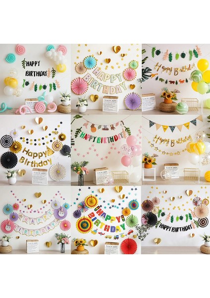Kağıt Fan Seti 16 Doğum Günü Partisi Dekorasyon Kitleri Mutlu Doğum Günü Afiş Kağıt Yelpazesi Kolye Bebek Duş Çocuk Doğum Günü Partisi Zemin Dekorasyon (Yurt Dışından) fiyatları