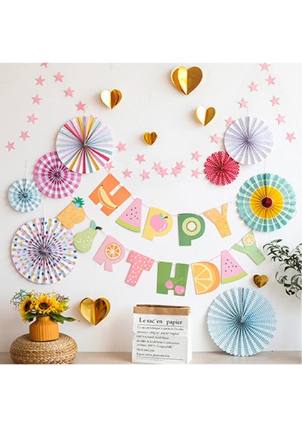 Kağıt Fan Seti 16 Doğum Günü Partisi Dekorasyon Kitleri Mutlu Doğum Günü Afiş Kağıt Yelpazesi Kolye Bebek Duş Çocuk Doğum Günü Partisi Zemin Dekorasyon (Yurt Dışından) modelleri