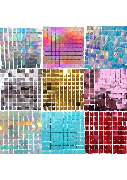 Ayna Altın Kare Glitter Pırıltılı Dekoratif Altın Kuşak Panel Dekorasyon 2023 Düğün Shimmeri Temizle 3D Pırıltılı Payet Parti Zemin Duvar (Yurt Dışından)