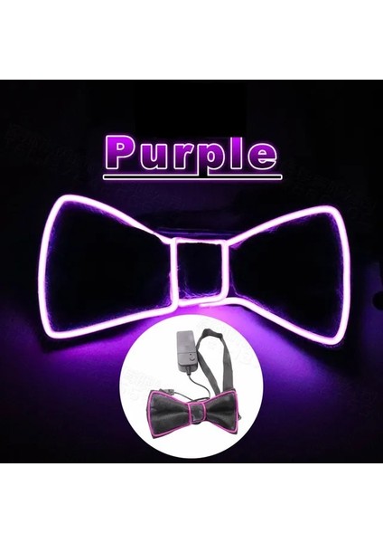 Mor Papyon Caz Dansçısı Tel Parlayan Çizgi Beyefendi Kap Şekeri Çekici Çılgın LED Şerit Neon Silindir Şapka Kravat Olay Düğün Parti Malzemeleri (Yurt Dışından)