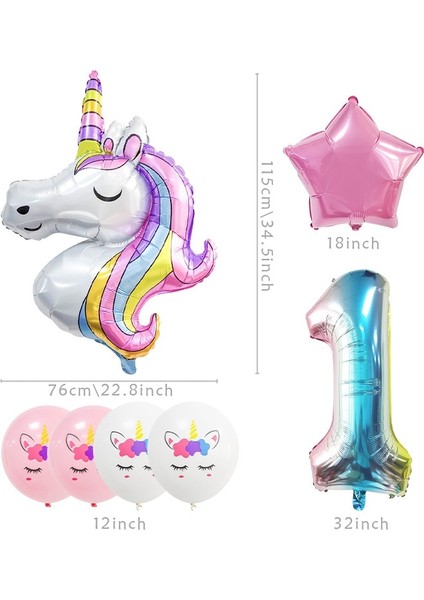 Stil 4 1 Takım Gökkuşağı Unicorn Balon Unicorn Doğum Günü Süslemeleri 32 Inç Numarası Folyo Balonlar 1st Çocuk Doğum Günü Partisi Bebek Duş Globos (Yurt Dışından)