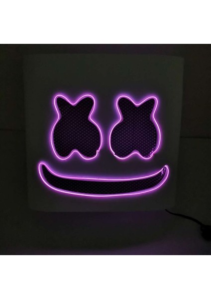 Mor Cadılar Bayramı LED Dj Maskesi Gerçekçi Marshmello Maskesi Nefes Kask Maskesi Dayanıklı Karnaval Festivali Cadılar Bayramı Partisi Sahne Cosplay (Yurt Dışından)