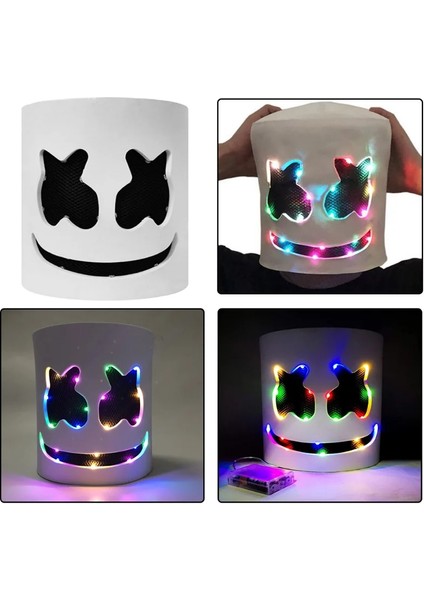 Mor Cadılar Bayramı LED Dj Maskesi Gerçekçi Marshmello Maskesi Nefes Kask Maskesi Dayanıklı Karnaval Festivali Cadılar Bayramı Partisi Sahne Cosplay (Yurt Dışından) modelleri