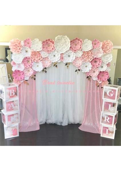 S4 20 cm Pembe Bebek Duş Kız Dekorasyon Zemin Bebek Duş Balonları Kağıt Çiçek Duvar Dekor Kız Doğum Günü Partisi Fotoğraf Arka Plan (Yurt Dışından) modelleri