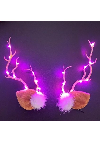 33 Kadın Kızlar Parti LED Kızdırma Bandı Elk Berry Boynuz Light Up Ağaç Dalı Cosplay Doğum Günü Noel Navidad Dekorasyon 2023 (Yurt Dışından)