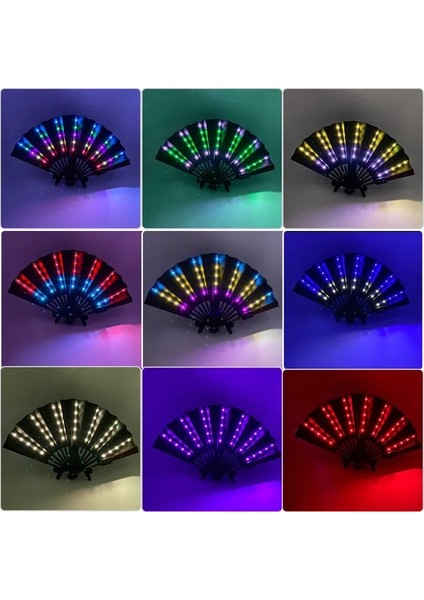 5V Şarj Renkli LED Fan Yanıp Sönen Katlanır Dans Işıkları Fan Gece Gösterisi Aydınlık Dj Floresan Bar Club Glow Parti Malzemeleri Renk Değiştirme Fanı (Yurt Dışından)