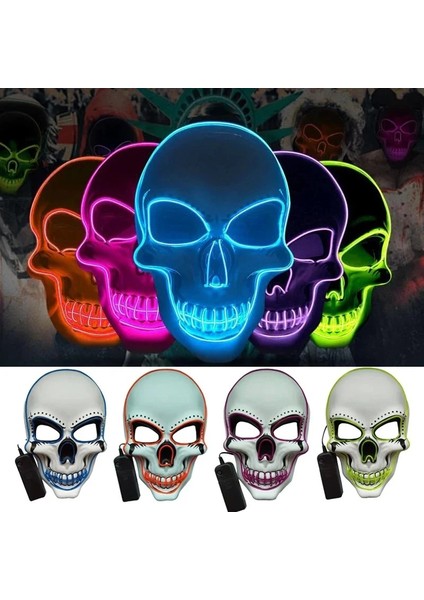 Mor Neon Maske LED Işık Up Parti Maskeleri Tasfiye Seçim Yılı Büyük Komik Maske Festivali Cosplay Kostüm Malzemeleri Glow Koyu (Yurt Dışından)