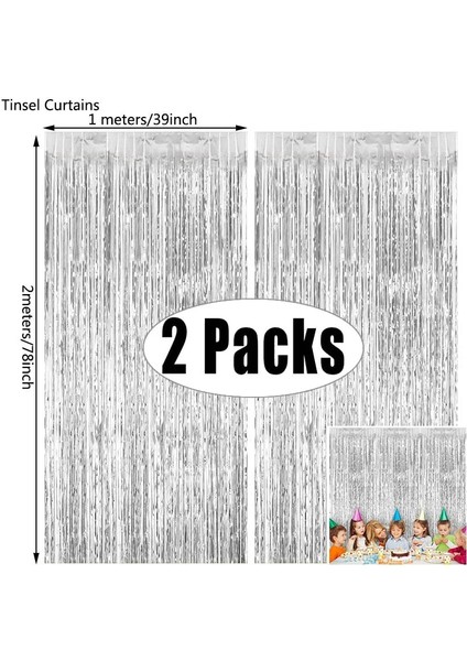 Siyah Bir 2 Paket 2x1 M Gümüş Glitter Tinsel Saçak Perde Fotoğraf Arka Plan Doğum Günü Düğün Parti Dekorasyon Ev Erkek Kız Erkek Kadın (Yurt Dışından) fırsatları