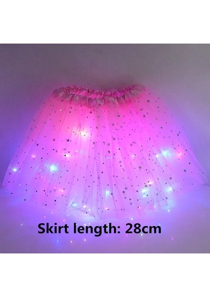 B02-28CM-KIDS 28/40CM LED Parlayan Işık Up Kızlar Tül Etek Yaz Neon LED Kısa Tutu Dans Bale Giyim Yetişkin Çocuklar Için Doğum Günü Hediyeleri (Yurt Dışından)
