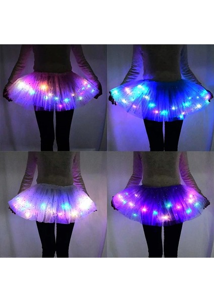 B02-28CM-KIDS 28/40CM LED Parlayan Işık Up Kızlar Tül Etek Yaz Neon LED Kısa Tutu Dans Bale Giyim Yetişkin Çocuklar Için Doğum Günü Hediyeleri (Yurt Dışından) fiyatları