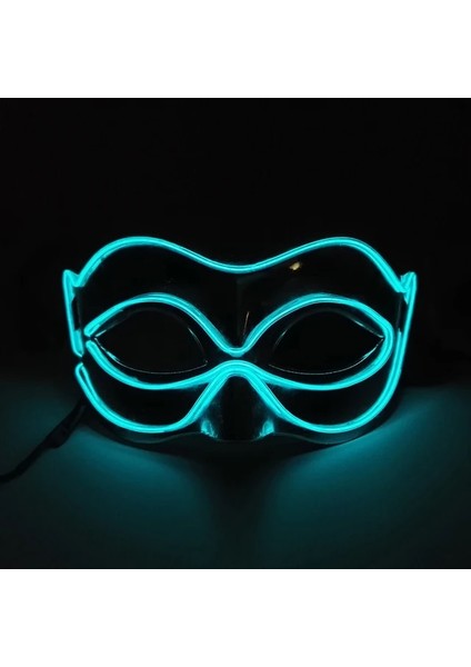 01 Şeffaf Mavi Cadılar Bayramı 10 Renk LED Neon El Tel Maske Cosplay Aydınlık Tilki Maskesi Dans Parti Elbise Aksesuarları (Yurt Dışından)