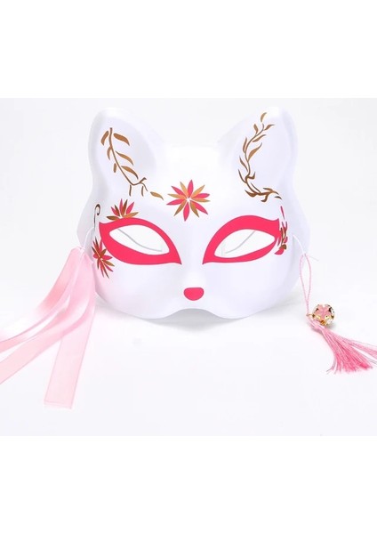 18 Yarım Yüz Maskesi El-Boyalı Japon Sakura Püsküller Tilki Maskesi Masquerade Cadılar Bayramı Hayvan Kabuki Kitsune Topu Maskeleri Cosplay Sahne (Yurt Dışından)