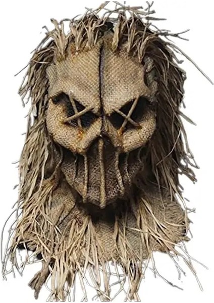 05 Cadılar Bayramı Korkuluk Golf Sopası Kılıfı Eldiven ve Şapka ile Cadılar Bayramı Kostüm Başlık Masquerade Partisi Cosplay Korkunç Korkuluk Maskesi (Yurt Dışından)