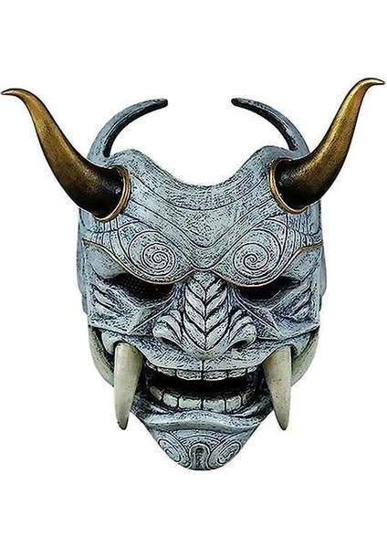 C Prajna Maskesi Yetişkin Unisex Cadılar Bayramı Yüz Maskeleri Japon Hannya Şeytan Oni Samurai Noh Kabuki Prajna Şeytan Maskesi Lateks Parti Maskeleri (Yurt Dışından)