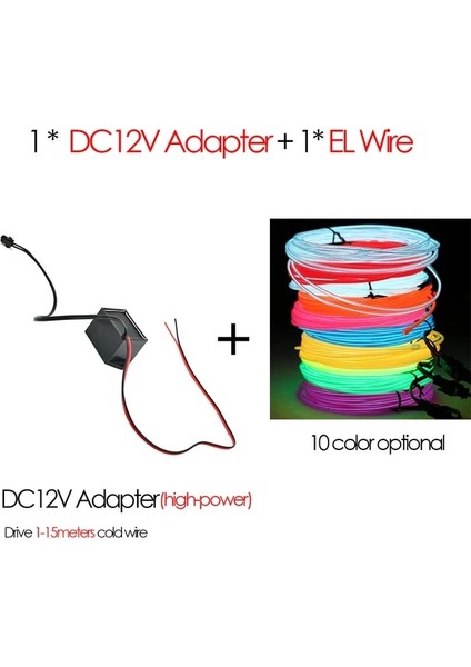 Dc 12V Adaptör Kırmızı 5m El Tel Neon Işık LED Neon Halat Işık Şeridi Karanlıkta Glow Parti Cosplay Kostüm Dans Bar Burcu Dıy Glow Parti Dekorasyon (Yurt Dışından)