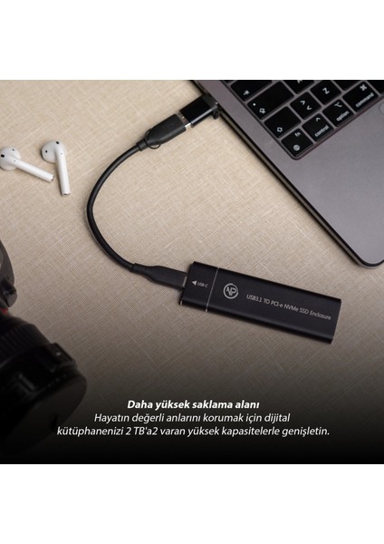 Npo DK02 Nvme M.2  Usb-A/type-C Kablolu Taşınabilir Harici SSD Için Boş Kutu