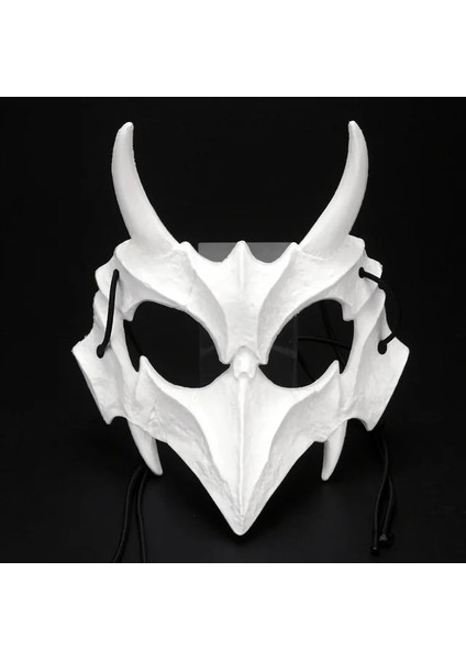 A-Beyaz Korku Kafatası Maskeleri Şeytanlar Kurt Tanrı Tengu Anime Maskesi Cosplay Kostüm Cadılar Bayramı Karnaval Parti Maskesi Yarım Yüz Kapak Şapkalar Sahne (Yurt Dışından)