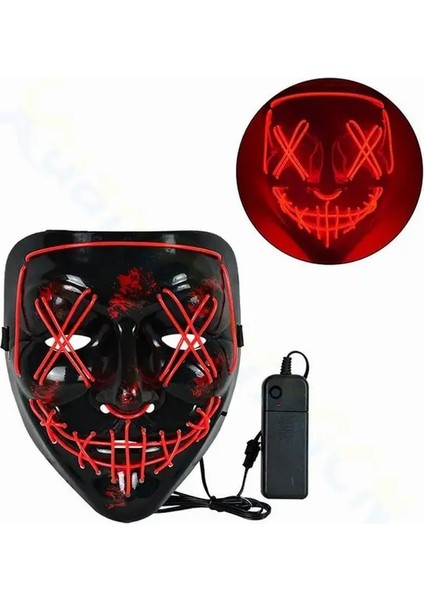 1 Adet Kırmızı LED Cadılar Bayramı Maskesi Karanlıkta Parlayan Maskara Cadılar Bayramı Partisi Kostüm Cosplay Maskeleri Korku Sahne Neon Işık Masquerade (Yurt Dışından) fiyatları