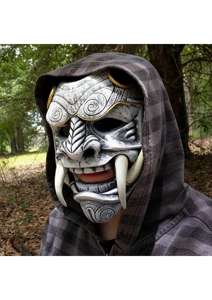 C Prajna Maskesi Yetişkin Unisex Cadılar Bayramı Yüz Maskeleri Japon Hannya Şeytan Oni Samurai Noh Kabuki Prajna Şeytan Maskesi Lateks Parti Maskeleri (Yurt Dışından) fırsatları