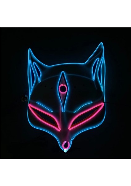 Yeşil LED Parlayan Maske - Dokuz Kuyruklu Tilki/tenko/sky Fox/kitsune/japon Tilki Tasarımı - Edm, Rave, Maskeli Balo, Müzik Festivali (Mavi) (Yurt Dışından) fiyatları