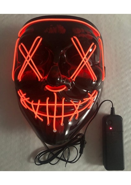 Kırmızı Cadılar Bayramı Maskesi Karışık Renkli LED Maske Parti Maskesi Masquerade Maskeleri Neon Maske Karanlıkta Işık Glow Korku Maskesi Parlayan Masker (Yurt Dışından)