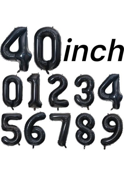 Numarası 0 40 Inç Büyük Sayı Folyo Siyah Balonlar 0 1 2 3 4 5 6 7 8 9 Top Doğum Günü Partisi Dekorasyon Yetişkin Çocuklar Balon Helyum Partisi Globos (Yurt Dışından)