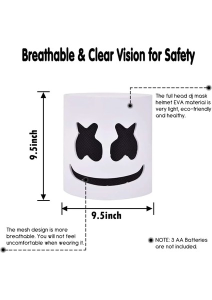 LED Cadılar Bayramı LED Dj Maskesi Gerçekçi Marshmello Maskesi Nefes Kask Maskesi Dayanıklı Karnaval Festivali Cadılar Bayramı Partisi Sahne Cosplay (Yurt Dışından) indirimleri