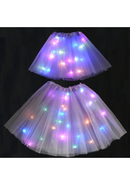 Genç Veya Kadınlar Için Mor Kadın Kız LED Etek Neon Işık Up Tutu Sahne Dans Glow Doğum Günü Partisi Hediye Çiçek Taç Peri Kostüm Değnek Düğün Cadılar Bayramı (Yurt Dışından)