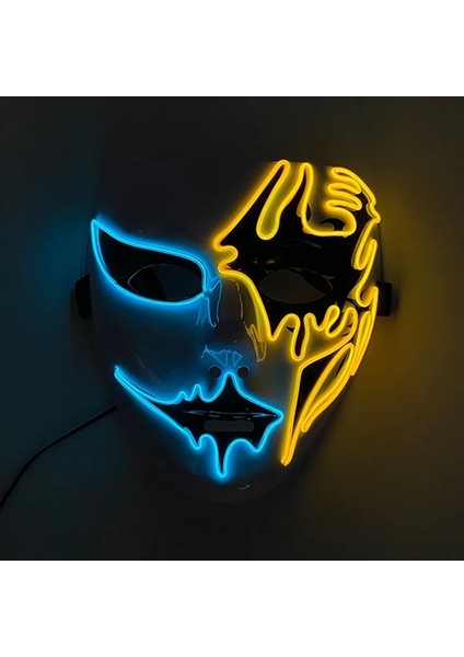 Çok Renkli 2 Cadılar Bayramı Cosplay Parti El Neon Maske Light Up LED Maske Dj Parti Korkunç Maske Cadılar Bayramı Kostüm Dekorasyon Karanlıkta Glow (Yurt Dışından)