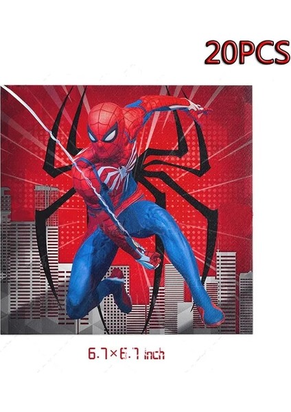 20 Adet Peçete Örümcek Adam Doğum Günü Partisi Süslemeleri Spidy Balonlar Tek Kullanımlık Sofra Plaka Peçete Masa Örtüsü Bardak Çocuk Boy Parti Malzemeleri (Yurt Dışından)