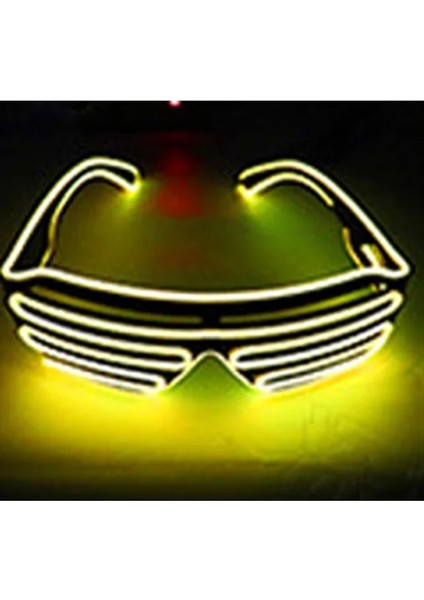 Sarı LED Işıklı Gözlük Cadılar Bayramı Parlayan Neon Noel Partisi Bril Yanıp Sönen Hafif Parlamalı Güneş Gözlüğü Cam Festivali Malzemeleri Kostümleri (Yurt Dışından)