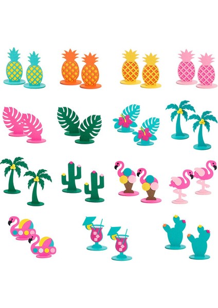 Ananas-Mavi 2 Adet Tropikal Parti Flamingo Kaktüs Hindistan Cevizi Ağacı Centerpiece Masa Dekorasyon Doğum Günü Yaz Düğün Hawaii Parti Süslemeleri (Yurt Dışından)