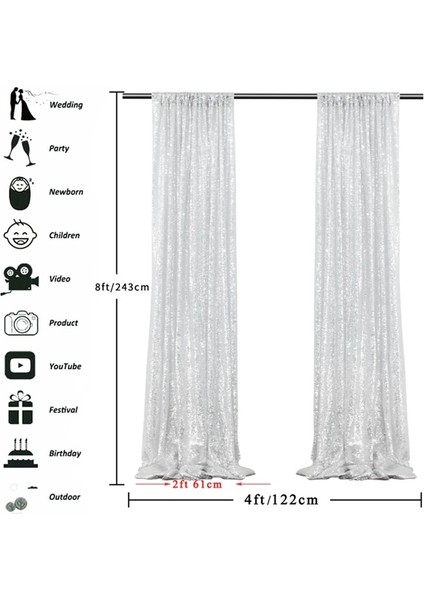 Gümüş Payet Zemin Perdeleri 2 Adet 2FTX8FT Glitter Fotoğraf Arka Fonu Parti Süslemeleri Doğum Günü Düğün Fotoğrafçılığı Arka Plan Curta (Yurt Dışından) fiyatları