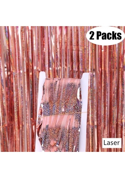 Lazer Gül Altın 2 Paket Metalik Folyo Tinsel Saçak Perdeler Doğum Günü Düğün Bekarlığa Veda Partisi Dekorasyon Yetişkin Yıldönümü Fotoğraf Arka Plan (Yurt Dışından)
