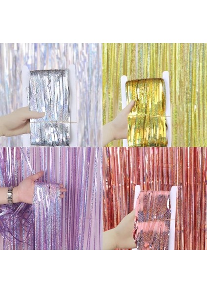 Lazer Gül Altın 2 Paket Metalik Folyo Tinsel Saçak Perdeler Doğum Günü Düğün Bekarlığa Veda Partisi Dekorasyon Yetişkin Yıldönümü Fotoğraf Arka Plan (Yurt Dışından)