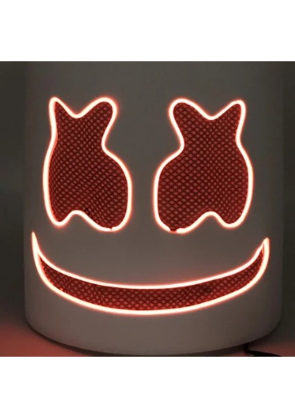 Kırmızı Dj Müzik Festivali Cadılar Bayramı Maskesi Sahne Tam Kafa Maskesi Cadılar Bayramı Kostümleri Cosplay Yanıp Sönen Stil Glow Marshmello LED Maske (Yurt Dışından)