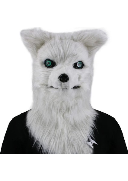 Beyaz Kurt Hareketli Ağız Tilki Maskesi Cadılar Bayramı Kostüm Cosplay Kurt Köpek Maskeleri Peluş Taklit Kürk Gerçekçi Hayvan Maskesi Cadılar Bayramı Partisi Sahne (Yurt Dışından)