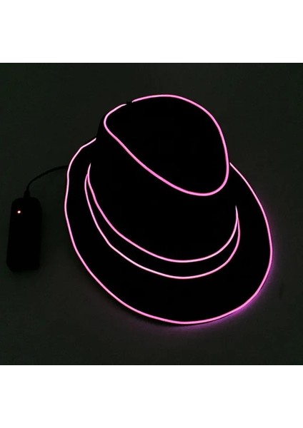 Pembe Şapka Caz Dansçısı Tel Parlayan Çizgi Beyefendi Kap Şekeri Çekici Çılgın LED Şerit Neon Silindir Şapka Kravat Olay Düğün Parti Malzemeleri (Yurt Dışından)
