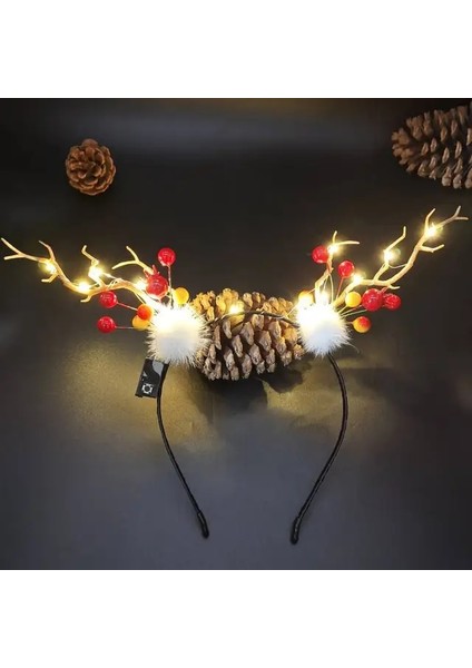 37 Kadın Kızlar Parti LED Glow Kafa Bandı Elk Berry Boynuz Light Up Ağaç Dalı Cosplay Doğum Günü Noel Navidad Dekorasyon 2023 (Yurt Dışından)