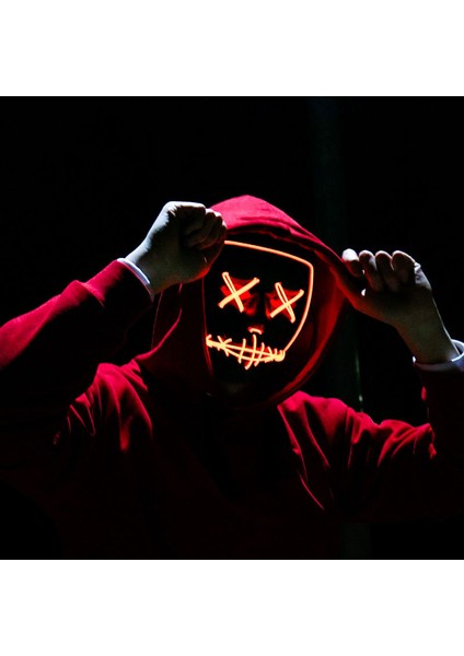 Şeffaf Mavi Cadılar Bayramı Neon Maske 10 Renk LED Maskeleri Masque Masquerade Partisi Korku Maskeleri Karanlıkta Glow Karnaval Cosplay Kostüm Malzemeleri (Yurt Dışından) fiyatları