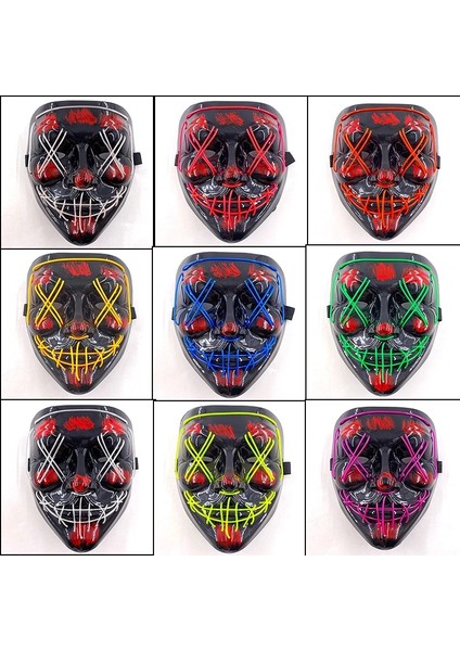 Şeffaf Mavi Cadılar Bayramı Neon Maske 10 Renk LED Maskeleri Masque Masquerade Partisi Korku Maskeleri Karanlıkta Glow Karnaval Cosplay Kostüm Malzemeleri (Yurt Dışından) fırsatları