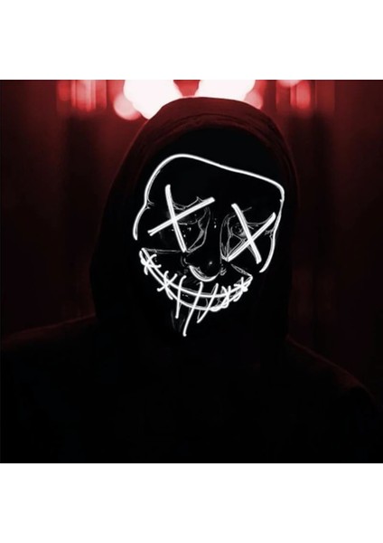 Şeffaf Mavi Cadılar Bayramı Neon Maske 10 Renk LED Maskeleri Masque Masquerade Partisi Korku Maskeleri Karanlıkta Glow Karnaval Cosplay Kostüm Malzemeleri (Yurt Dışından) indirimleri