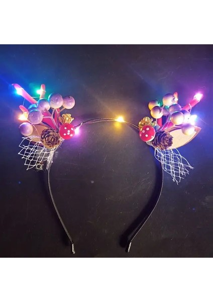 Stil 1 Kadın Kızlar Parti LED Glow Kafa Bandı Elk Berry Boynuz Light Up Ağaç Dalı Cosplay Doğum Günü Noel Navidad Dekorasyon 2023 (Yurt Dışından)