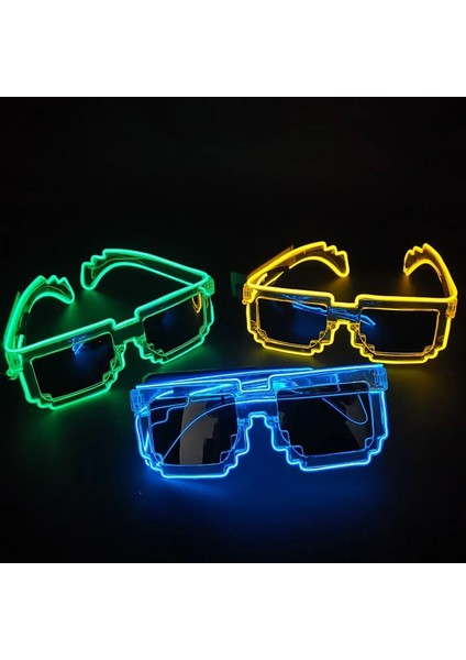 Kırmızı LED Güneş Gözlüğü Glow Parti Gözlüğü Karanlıkta Parlıyor Yanıp Sönen Mozaik UV400 Gözlük Unisex Hediye Oyuncak LED Işıklı Gözlük (Yurt Dışından) modelleri