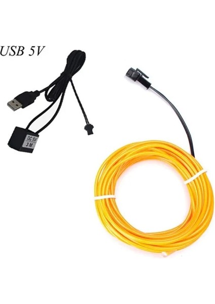 USB Sarı 1 Metre Esnek Neon Hafif Parlamalı El Tel Halat Kablo Noel Dans Rave Dekorasyon Için LED Işıkları Dıy Ayakkabı Giyim USB LED Şerit Lamba (Yurt Dışından)