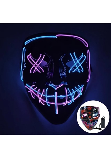 Yetişkinler Için Stil 9 Işıklı Cadılar Bayramı Maskesi LED Işıklı Karanlıkta Parlayan Cadılar Bayramı Partisi Süslemeleri (Yurt Dışından)