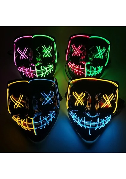 Yetişkinler Için Stil 9 Işıklı Cadılar Bayramı Maskesi LED Işıklı Karanlıkta Parlayan Cadılar Bayramı Partisi Süslemeleri (Yurt Dışından) modelleri