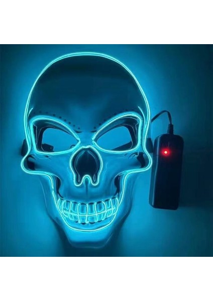 Buz Mavisi Cadılar Bayramı LED Maske Tasfiye Maskeleri Seçim Maskara Kostüm Partisi Işığı Karışık Renkli Maske Karanlıkta Glow Korku Maskesi Parlayan Masker (Yurt Dışından)