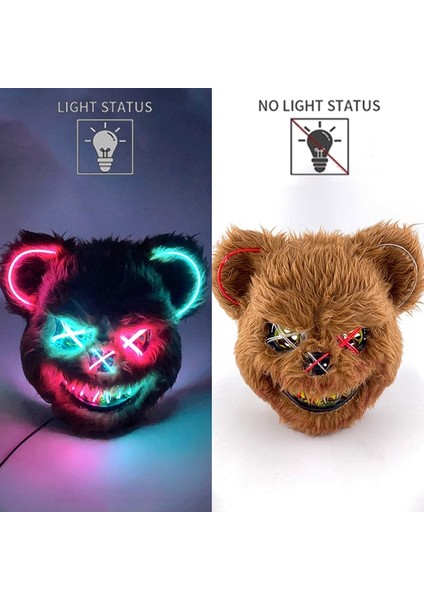 LED Maske 7 Cadılar Bayramı Partisi Korkunç Kanlı Tavşan Ayı Golf Sopası Kılıfı Tavşan Cosplay Maske Cadılar Bayramı Karnaval Kostüm Şapka Prop Dans Masquerade (Yurt Dışından)