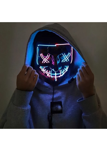 Yetişkinler Için Stil 9 Işıklı Cadılar Bayramı Maskesi LED Işıklı Karanlıkta Parlayan Cadılar Bayramı Partisi Süslemeleri (Yurt Dışından) indirimleri